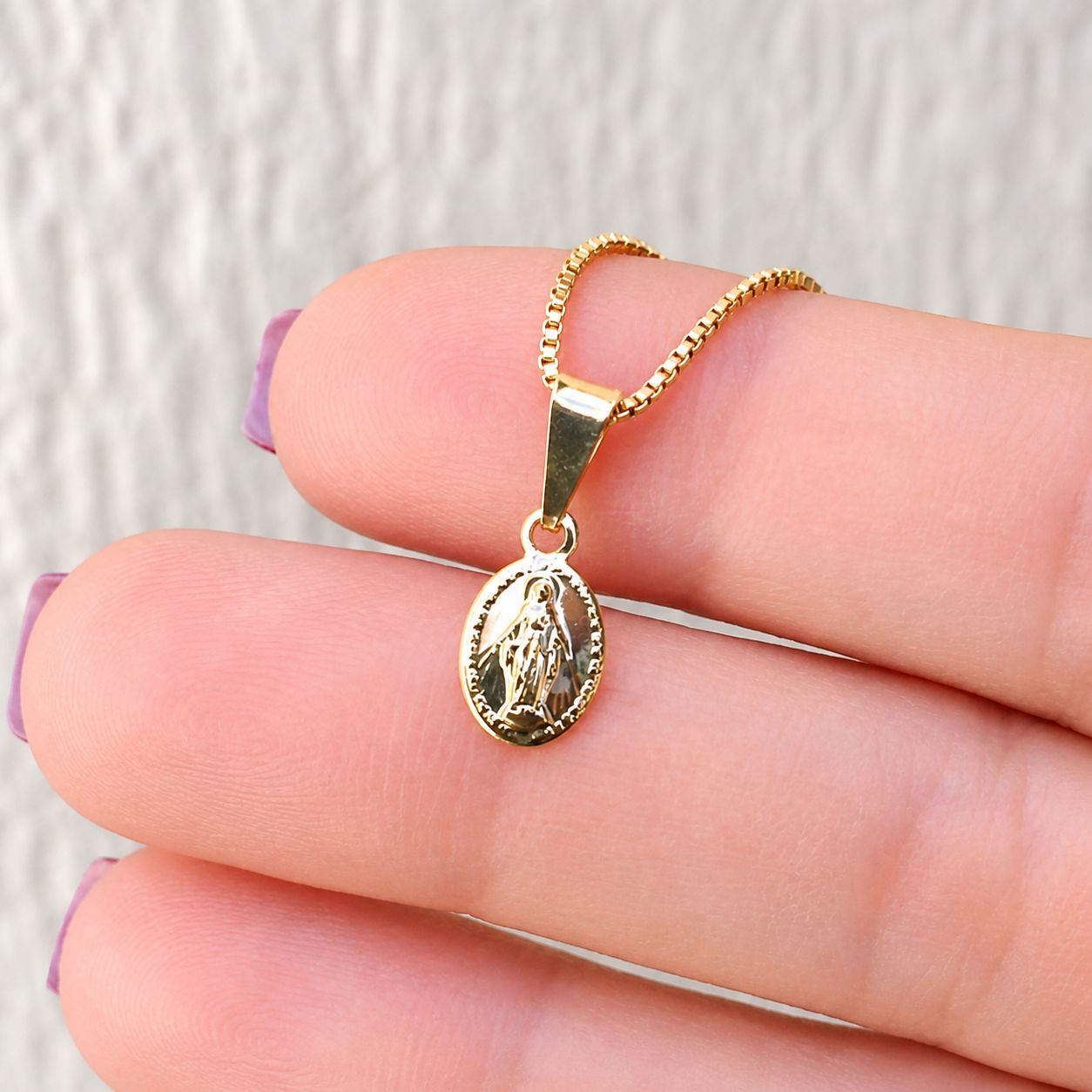 Colar Nossa Senhora das Graças B.Ouro18k