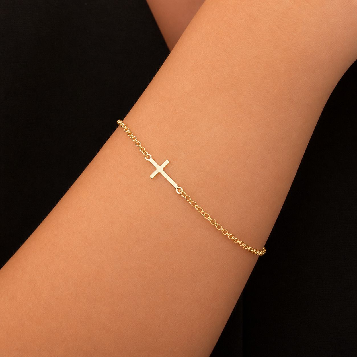 Pulseira Cruz Lisa B.Ouro18k