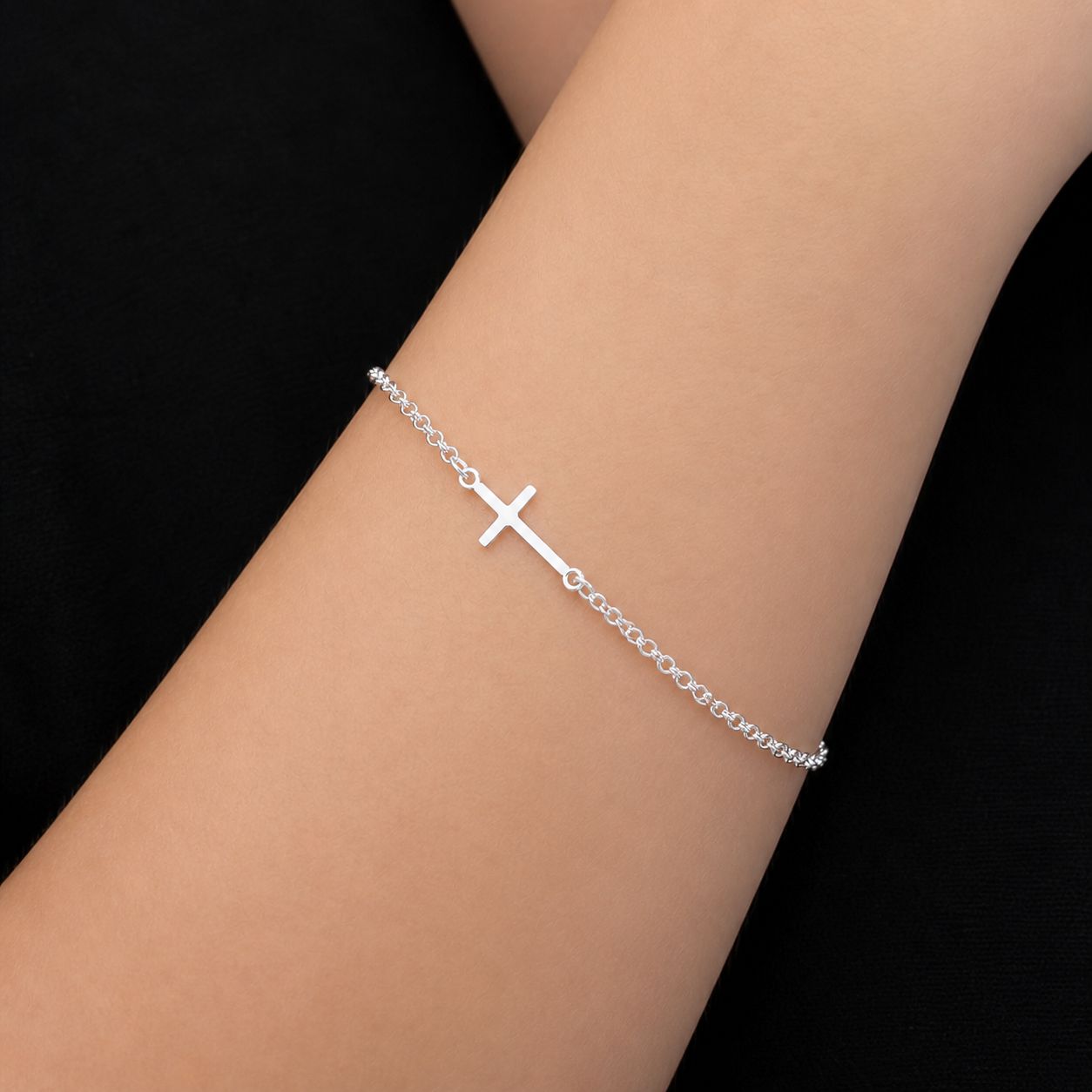 Pulseira Cruz Lisa B.Prata